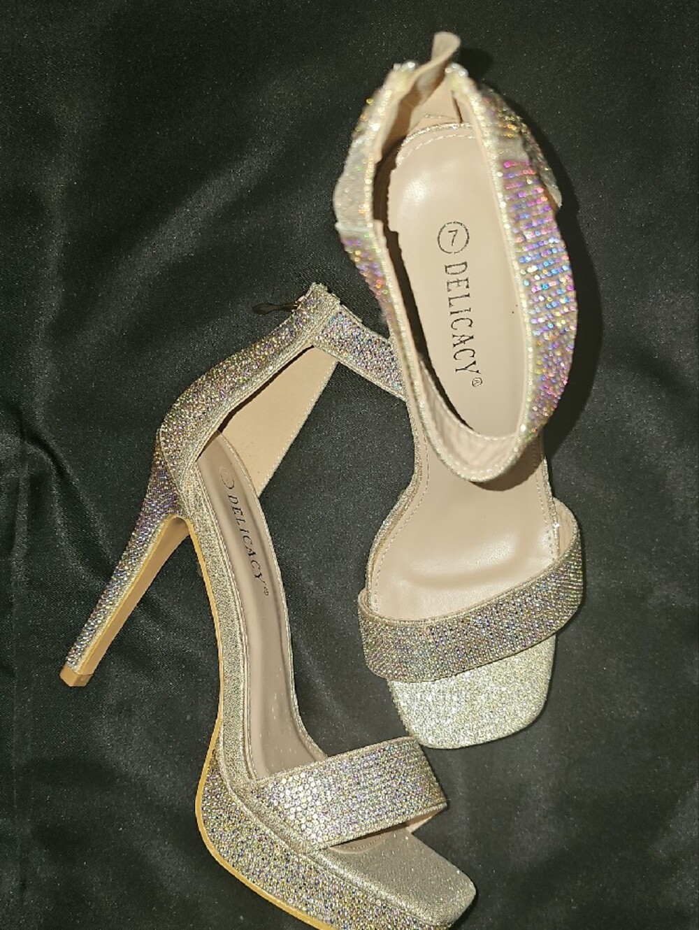 Delicacy Rose Gold Glitter Rhinestone Platform Heels - Picture 2 of 3